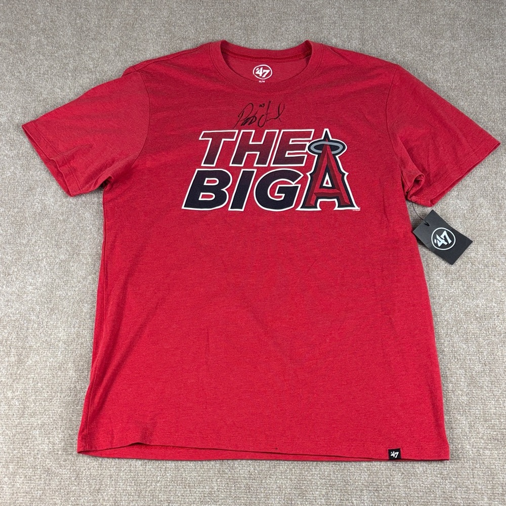 '47 Angels Patrick Sandoval #43 Signed Red 'The Big A' Men's Tee Size M NWT